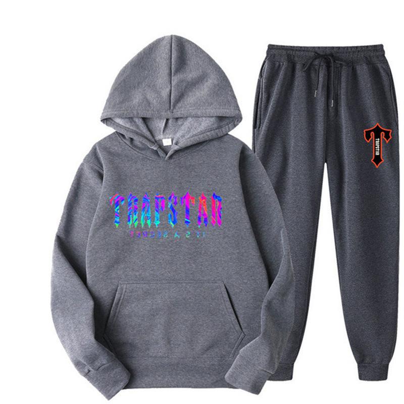 2023 New Letter Printing Men's and Women's Multi-color Warm Two-piece Set Loose Hoodie + Pants Jogging Set
