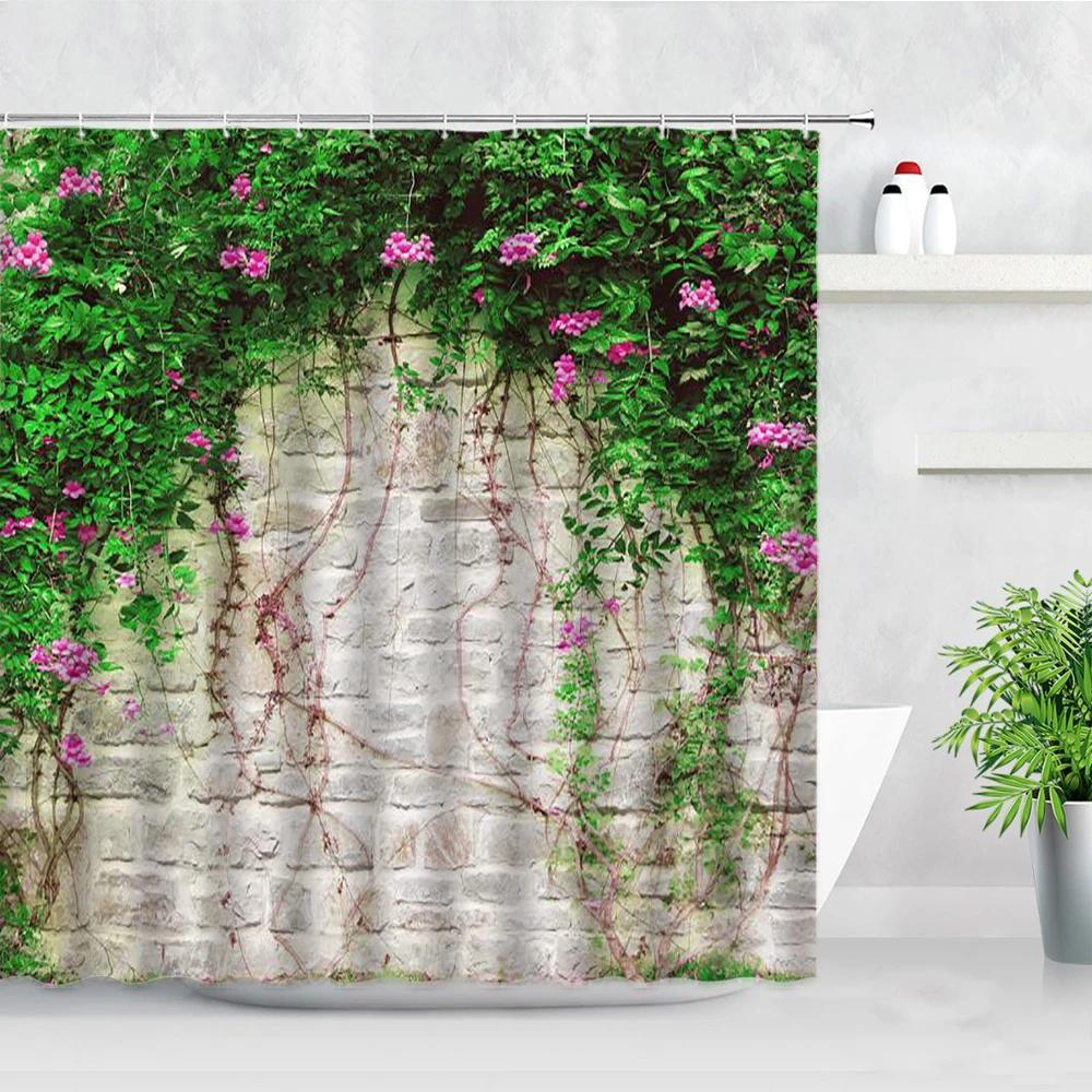 

Retro White Brick Wall Shower Curtain Waterproof Fabric Bath Screens Old Seamless Stone Light Background Decor Bathroom Curtains W60H190(CM)-1 Pcs