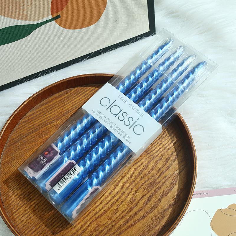 Colorful European-style Electroplated Threaded Long Pole Candles Christmas Wedding Birthday Chinese Valentine's Cone Candles Romantic Decoration