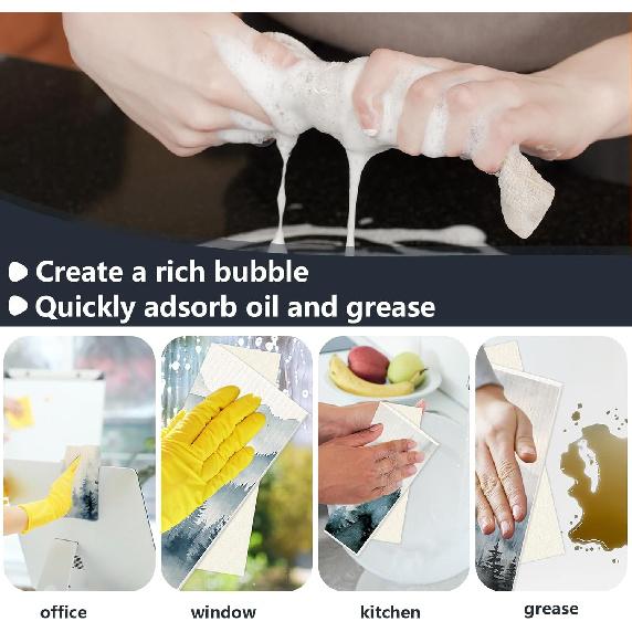 Whaline 6Pcs Dusty Blue Forest Swedish Dishcloths Cotton Kitchen Towels Reble Absorbent Mountain Forest Dish Towels for Home Party Housewarming