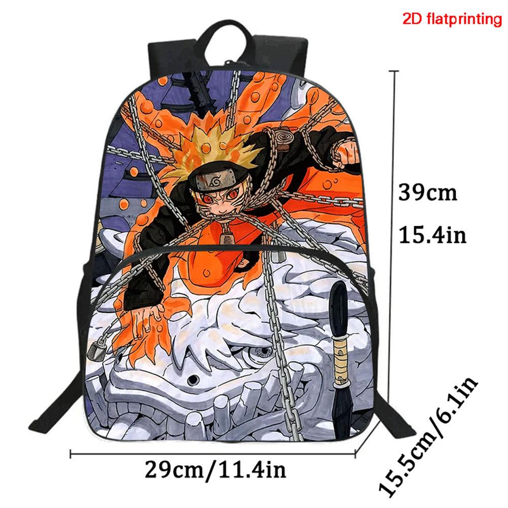 2Pcs Set NARUTO Anime Backpack With Front Pocket & Pencil Bag, School & Daily Use, Lightweight & Durable For Boys Girls Age 6-10