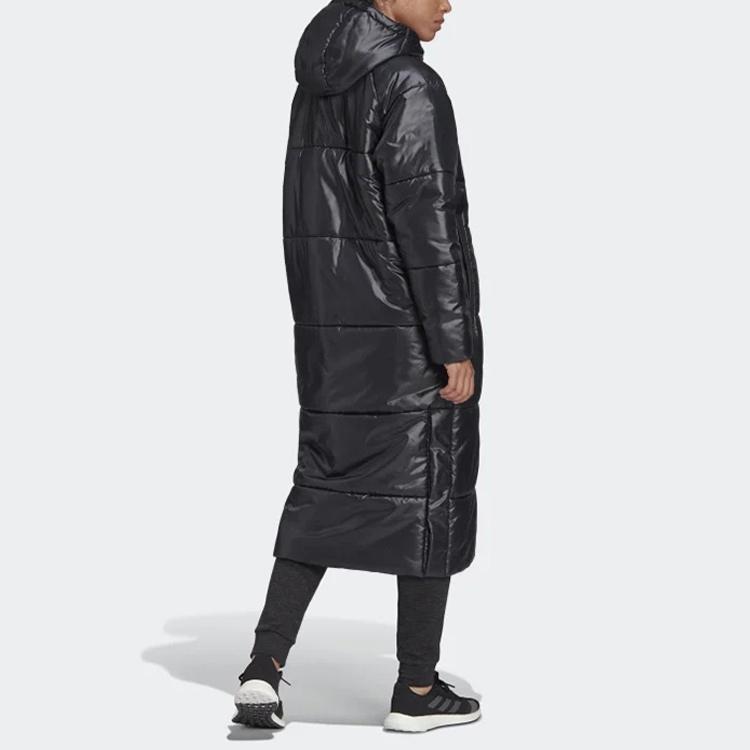 adidas Women's Big Baffle Hooded Mid-Long Cotton Jacket Black DZ1486