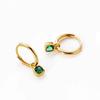 Women Luxury Square Emerald Gold Plated Huggie Hoop Earrings Jewelry