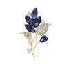 Elegant Blue Crystal Leaf Rhinestone Brooch for Women - Luxurious Design for Suits and Cheongsams