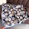 Korean version of flower fashion printing silk scarf square scarf high-end shawl sunscreen neck small square scarf headscarf women's scarf