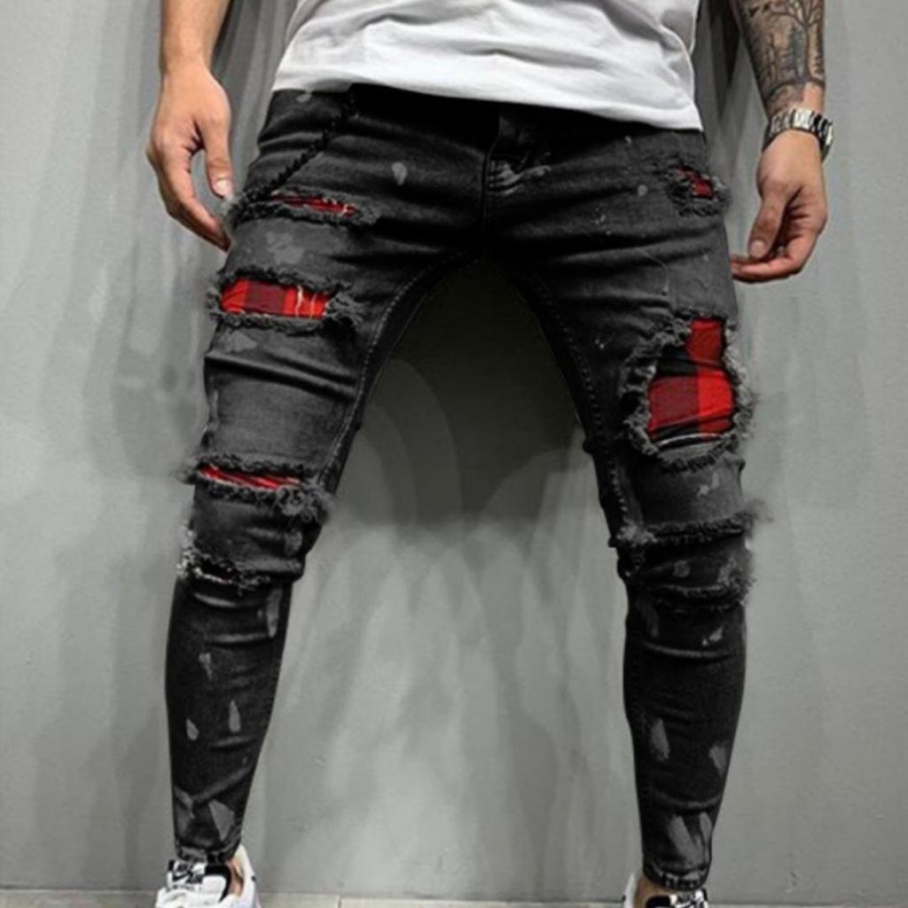 Hochwertige Herrenjeans Flinging Paint Broken Holes Mode Beliebte Jeans Herren Neue Modelle