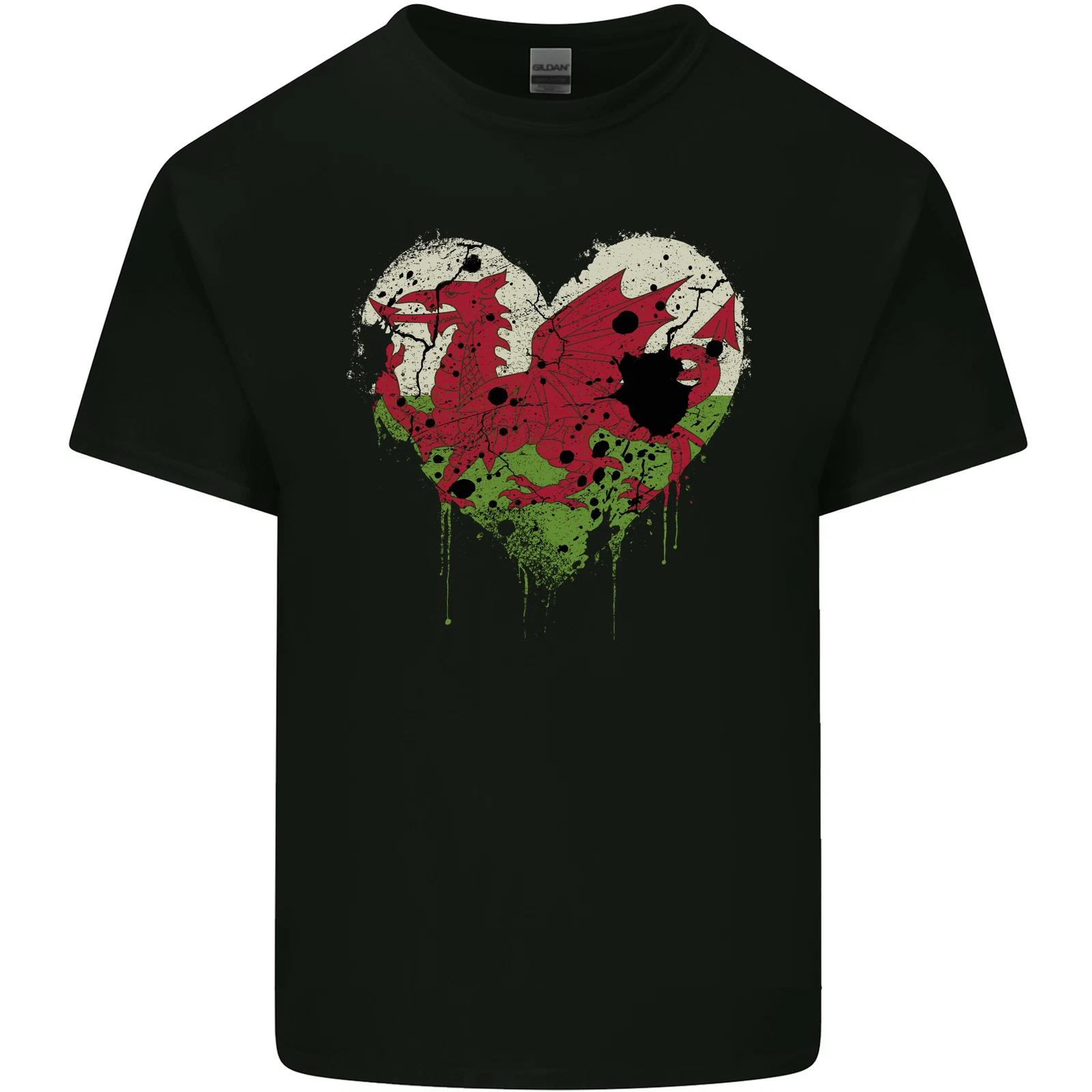 Love Flag Wales Welsh Football Rugby Kids T-Shirt Childrens L