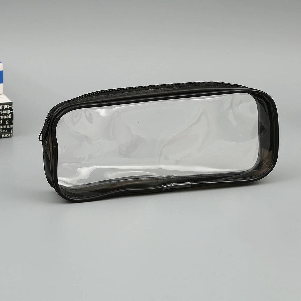 

Пенал из ПВХ, прозрачный, на молнии, большой емкости, простая черно-белая сумка для карандашей для школы, офиса, канцелярских принадлежностей