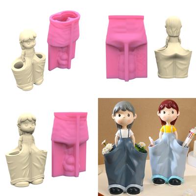 Pantaloni Ragazza Portapenne Fioriera Stampini in Silicone Ornamento da Tavolo Stampo Strumento per la Realizzazione in Gesso Stampini in Resina Epossidica Facile da Pulire