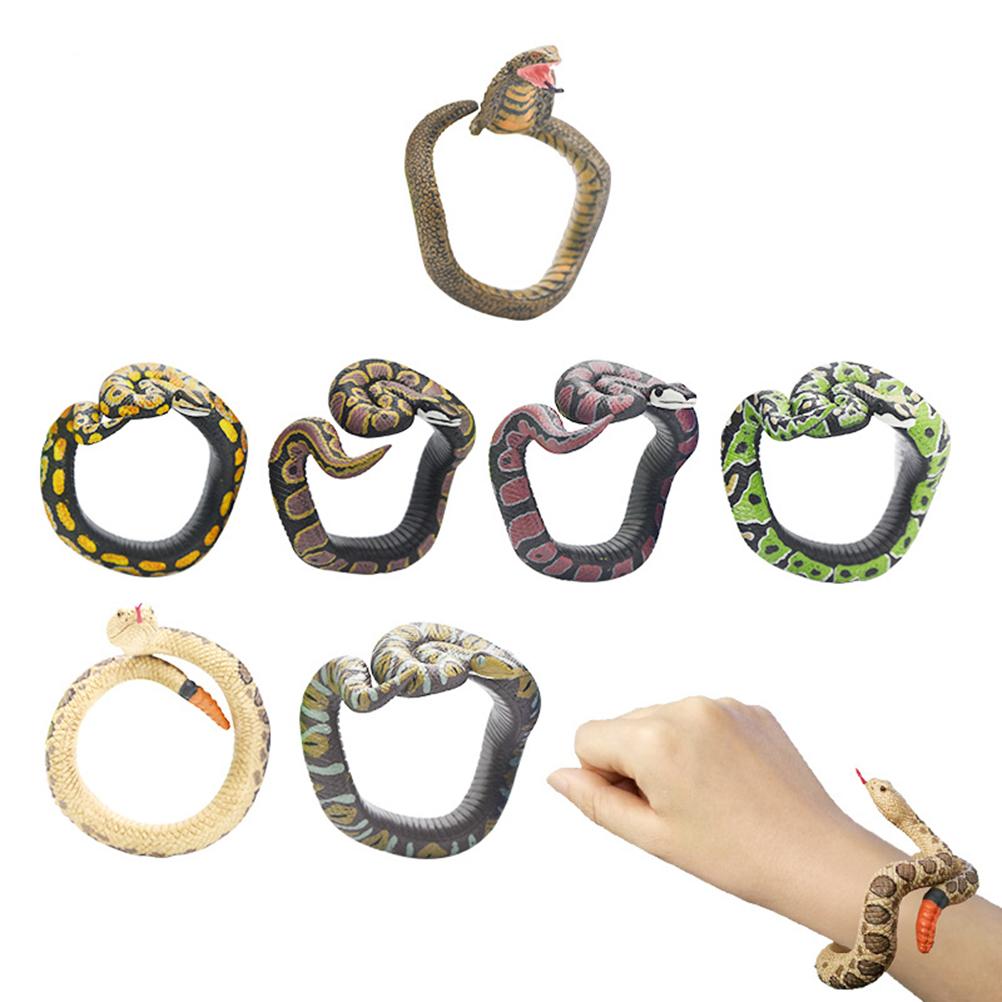 Halloween Party PVC Toy Snake Bracelet Realistic Snake Bracelet Simulated Snake Wrist Band Scary