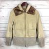 Macphee Lamb Leather Jacket Outer Women L Beige Angora Fur Suede Leather