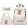 Large Capacity Schoolbag with Shoulder Strap; Student Three-piece Pencil Case Set