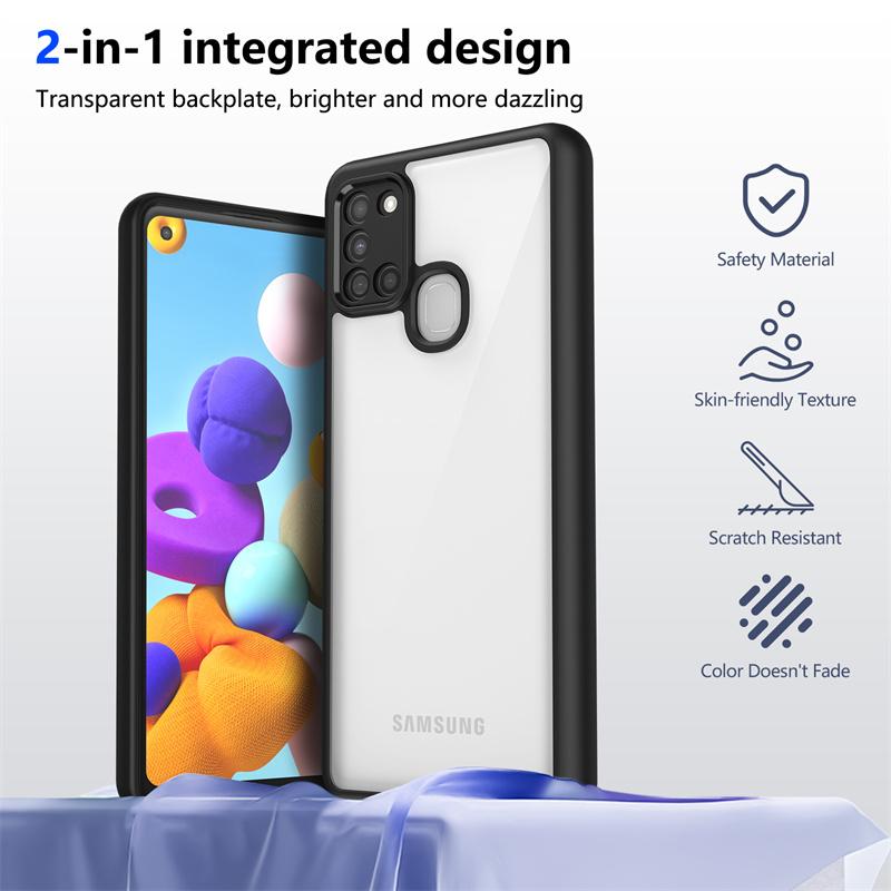 Luxury Transparent Case For Samsung Galaxy A21s A31 A51 A71 M31 M51 Soft Bumper Lens Protector Clear Hard PC Silicone Back Cover