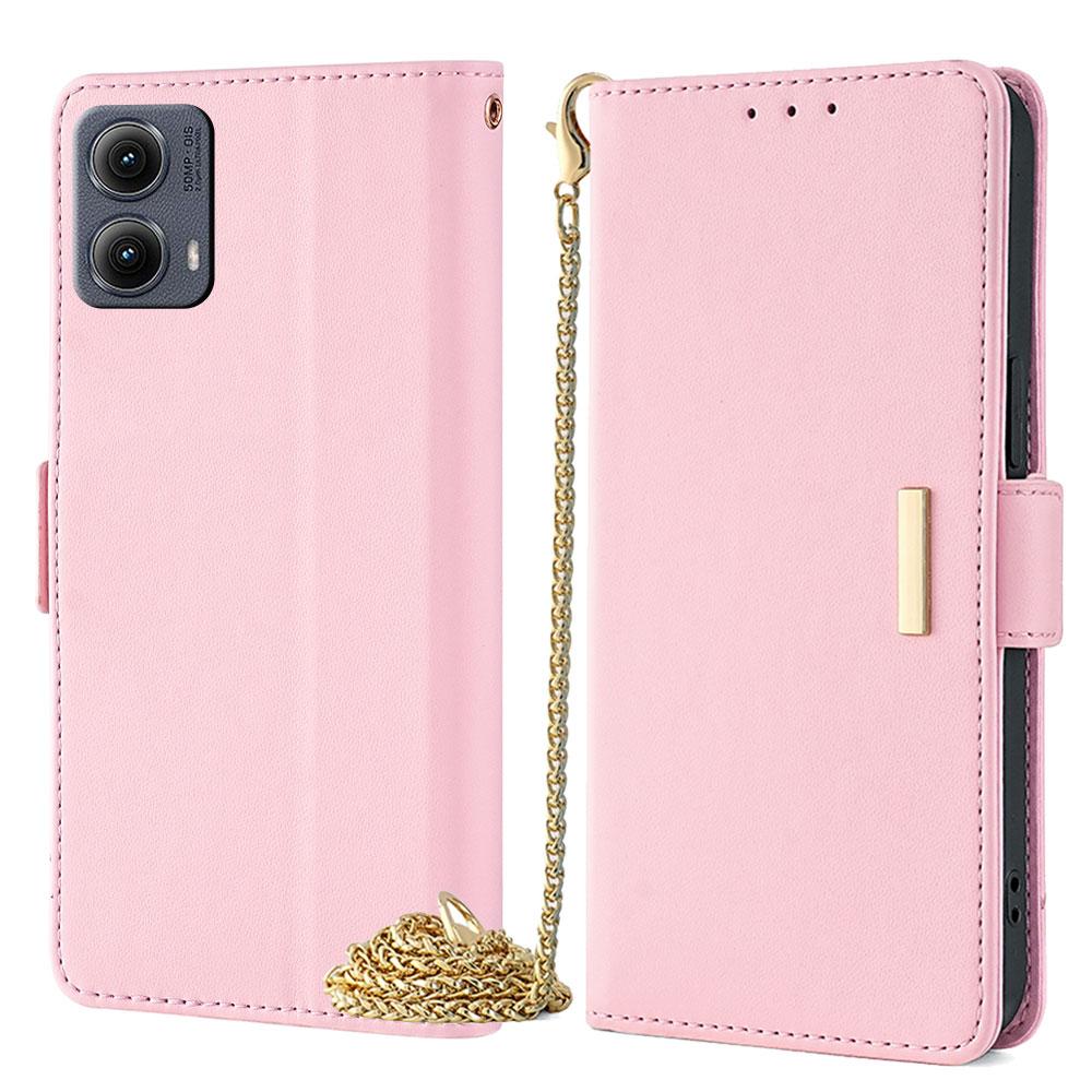 

For Motorola Edge (2024) 5G Case PU Leather Wallet Stand Phone Cover with Crossbody Shoulder Strap B