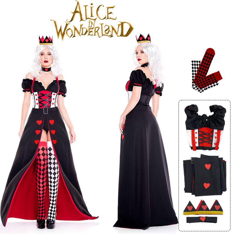 Alice Wonderland In The Red Queen Cosplay Costume Outfits Halloween Carnival
