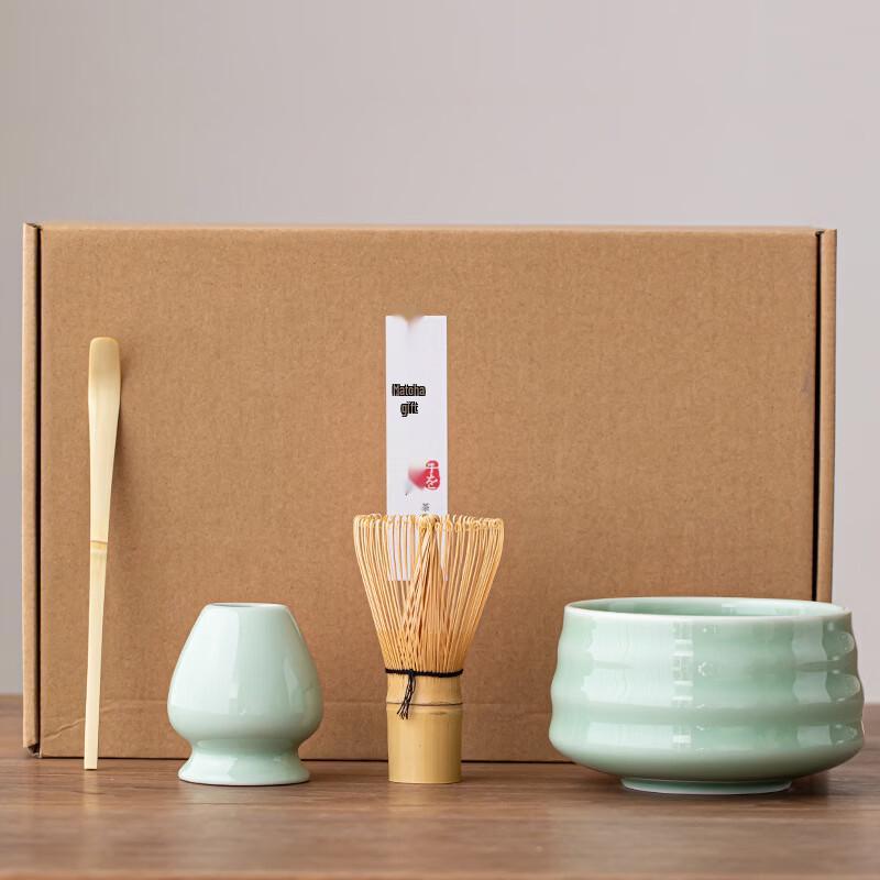 Japanese Celadon Matcha Tea Ceremony Set with Whisk