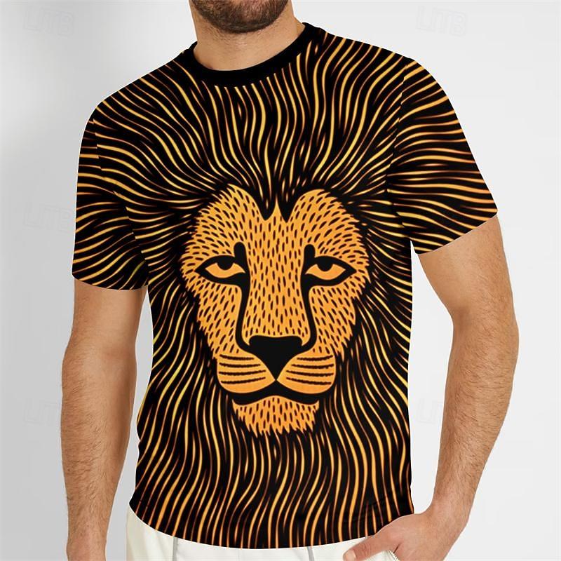 Men s Graphic Lion T Shirt Tee Top Short Sleeve T shirt 3D Print Crew Neck Shirt Daily Designer Casual Sports Outdoor Holiday XL