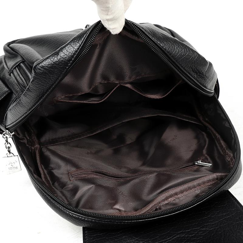Rucsac-Geantă din Piele Ecologică Texturată cu Buzunar Frontal cu Clapetă Mâner Superior Rucsac Casual de Zi pentru Femei