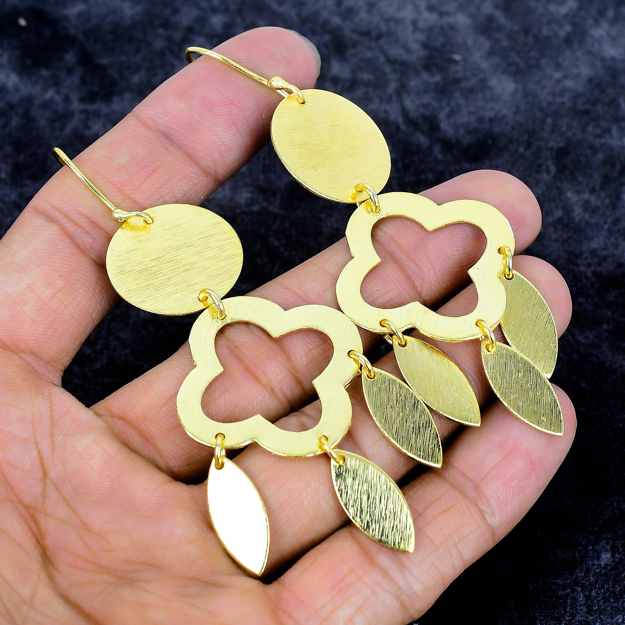 

Golden Look Gemstone Handmade 925 Sterling Silver Jewelry Earring 3.66 M-3375