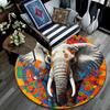 Elephant Mandala Round Area Rug,Carpet Rug for Living Room Bedroom Sofa Playroom Decor,Non-slip Floor Mat