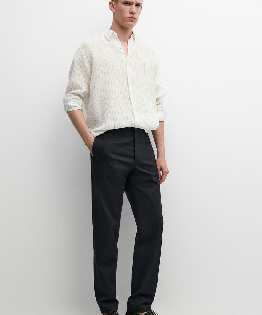 Masimodutti Slim Fit Textured Pants
