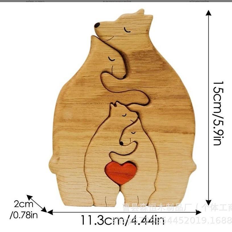 Wooden Puzzle Mother Bear Cub Set DIY Craft Decor Mother's Day Gift
