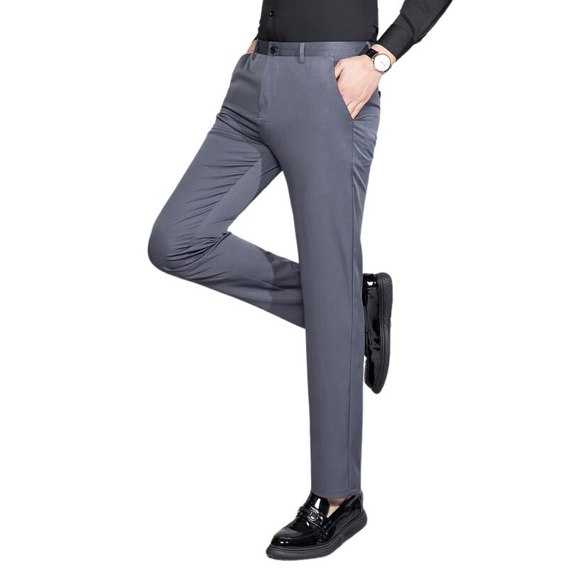 LangSha Men's Straight-Fit Wrinkle-Free Casual Pants
