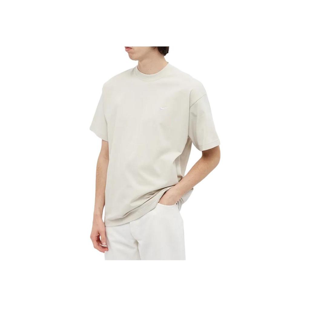 Nike Solid Logo Embroidered Loose Fit Straight Cut Short Sleeve T-Shirt Men Tops Light-Bone CV0559-072