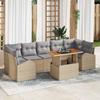 Garden Sofa Set with Storage 8 Pcs Beige Poly Rattan