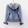 Women's Korean Fashion Long Sleeve Jean Jacket Slim Hooded Short Denim Jacket Woman Coat