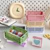 1Pc Mini Folding Plastic Storage Box Student Desktop Finishing Handbook Tape Stationery Folding Basket Storage Basket