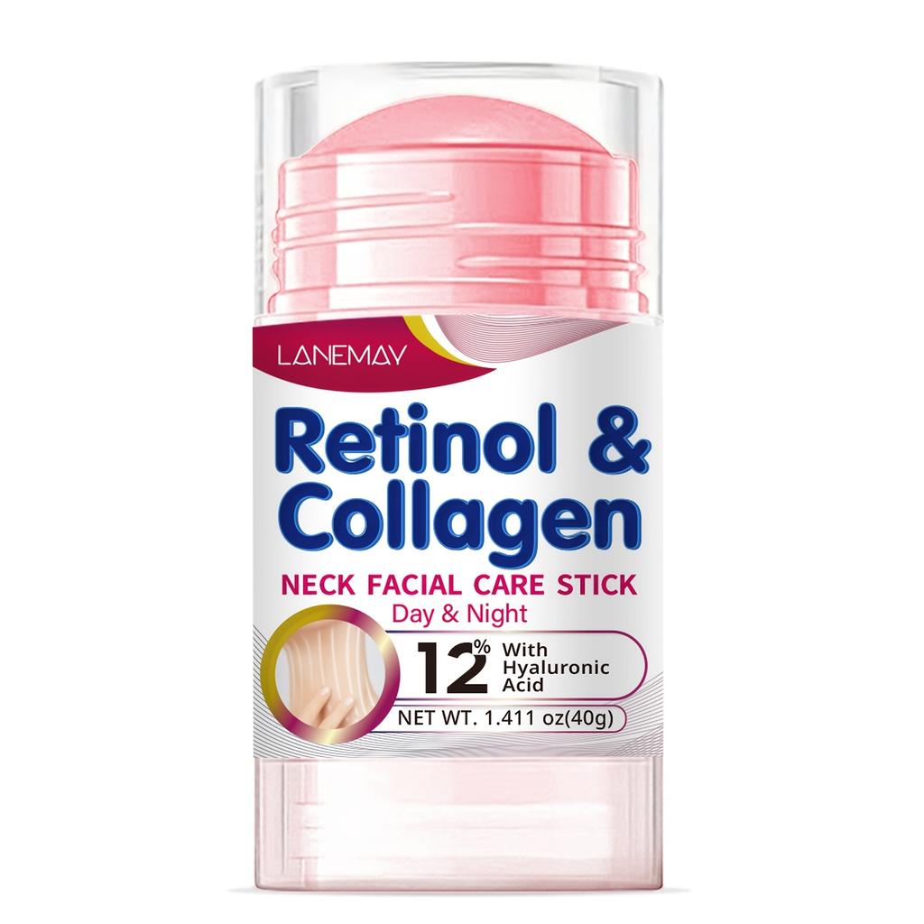 LANEMAY Stick per la Cura del Viso e del Collo con Retinolo e Collagene - 12% Acido Ialuronico, Rassodante e Idratante, Aumenta la Vitalità della Pelle, Senza Alcool, per Collo e Viso