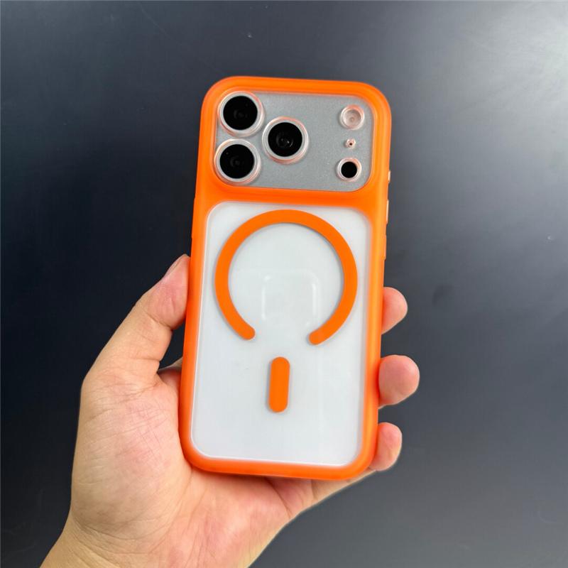 Custodia Magnetica Trasparente Colore Neon Originale Per Iphone 17air 16 16pro 15 14 pro Max Pulsante Fotocamera Tattile Per Magsafe Cover Rigida