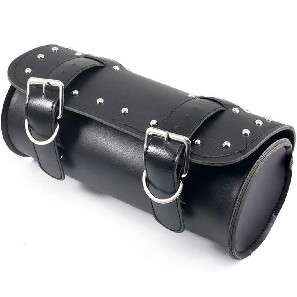 Motorcycle Tool Bag, PU Leather Motorcycle Fork Bag Saddlebag with Adjustable Straps, Handlebar Bag Storage Tool Bag