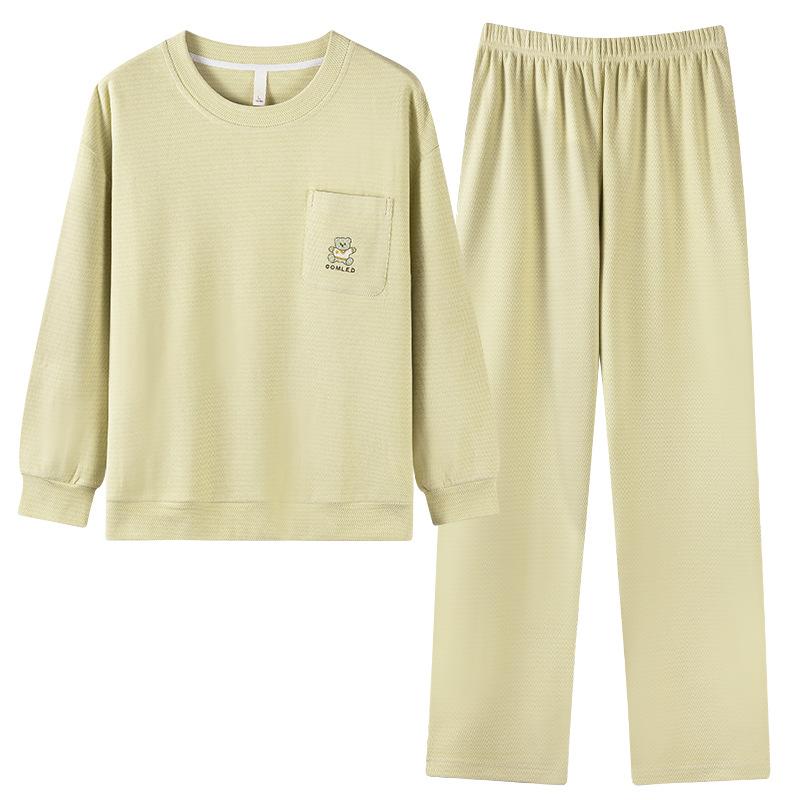 Pajamas Women'S Autumn And Winter Island Fleece Thickened Warm Suit Can Be Worn Outside Casual Round Neck Coral Fleece Thin Fleece Loungewear