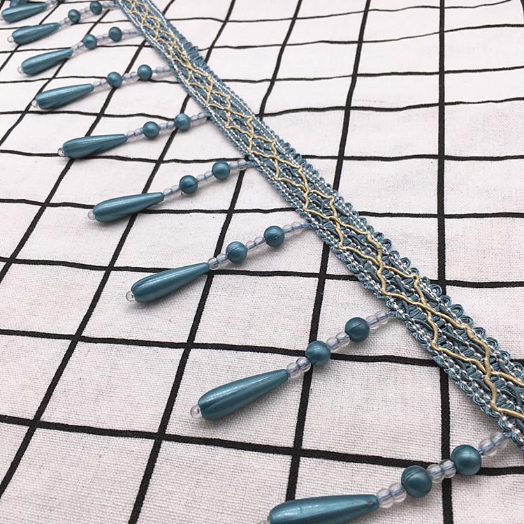 12M Curtain Beads Lace Tassel DIY Curtain Mantle Head Decor Accessories Imitation Pearl Beaded Fringe Lace Trim Upholstery