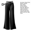 Women Wide Leg Pants High Waist Hollow Cross Waistband Slightly Flared Trousers Solid Color Casual Long Pants Streetwear