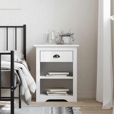 Vidaxl Bodo Nightstand, White, 53X38.5X67 Cm, Solid Pine Wood