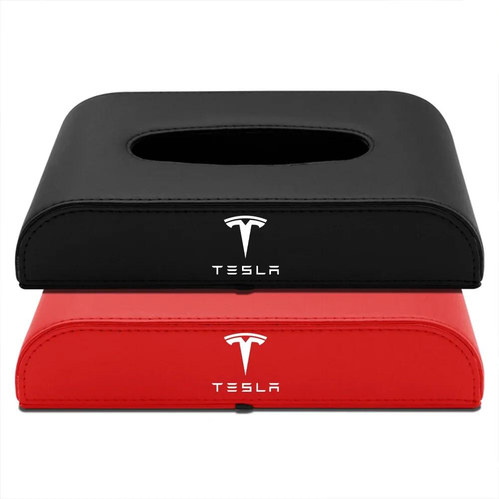 Car Sticker Tesla Car Center Console Tissue Box Auto Armrest Box Napkin Organizers For Tesla Model 3 Model S Model X Coil Mod WY