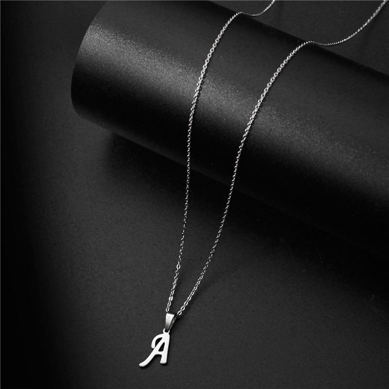 Simple English Letter Necklace Collarbone Chain Women Fashion Jewelry 26 Alphabet Pendant