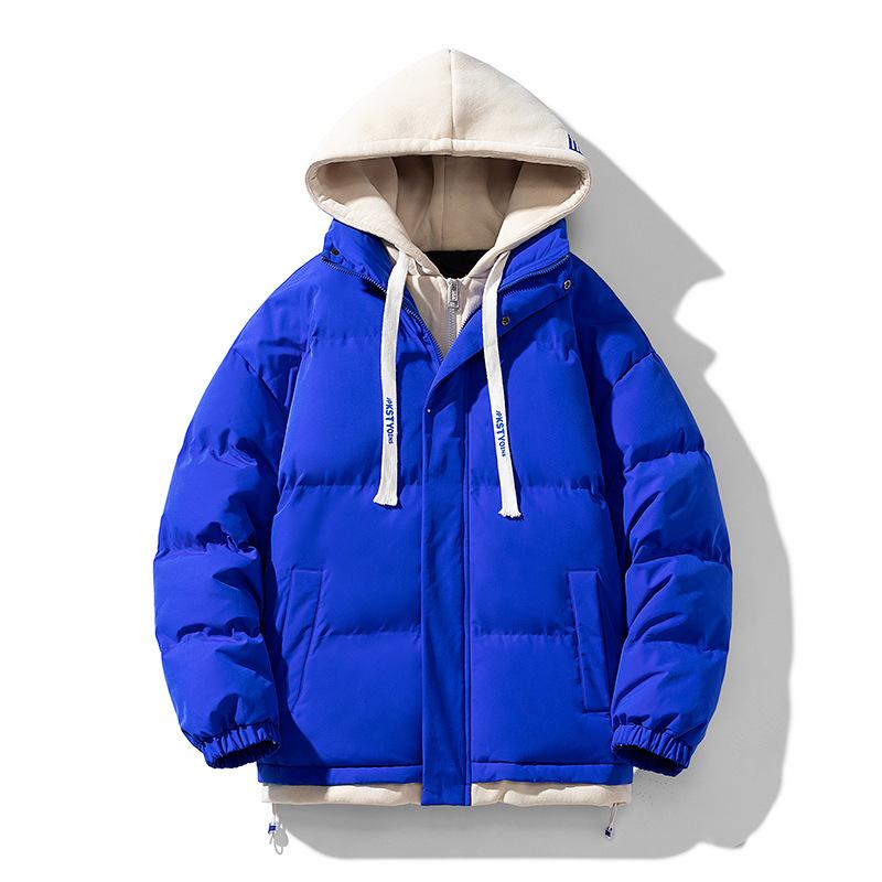 Winter new bread clothes men's thickened cotton-padded clothes loose flow fake two-piece hooded cotton-padded clothes jacket cotton-padded jacket