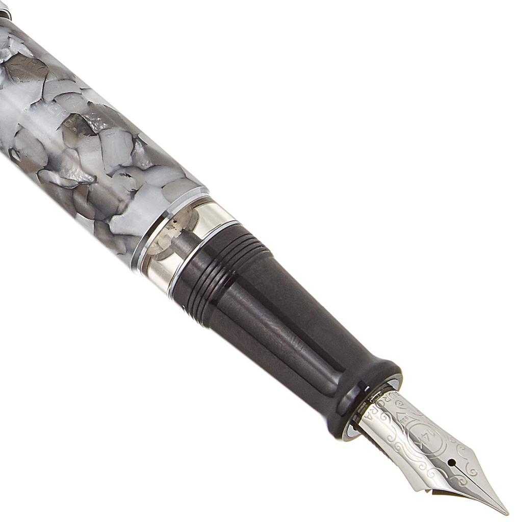Aurora Optima Black Pearl Füllfederhalter Extra Feine Feder Kolbenfüller Offiziell 996-CGE Stift, (EF), System, Import.