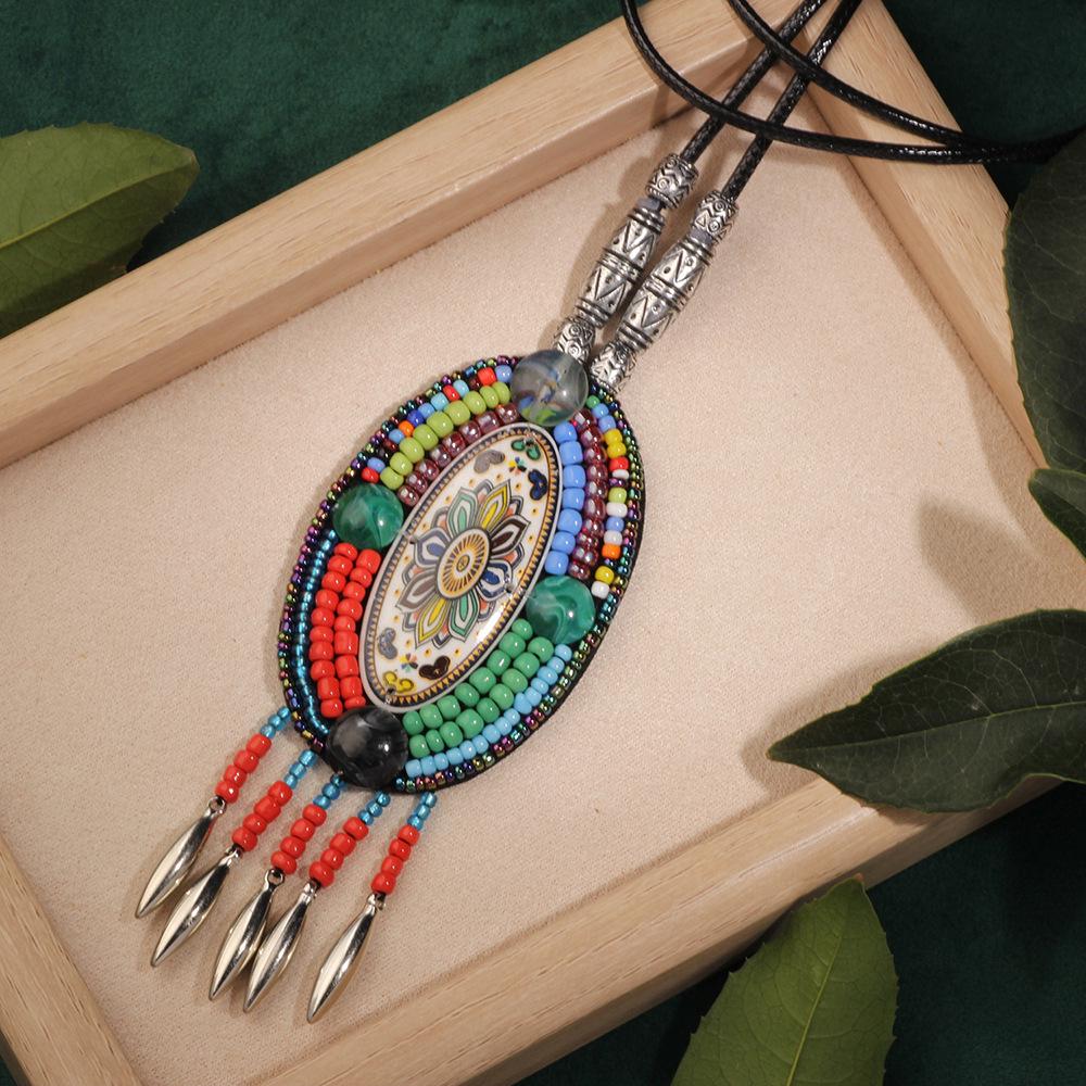 Bohemian Ethnic Leather Tassel Necklace