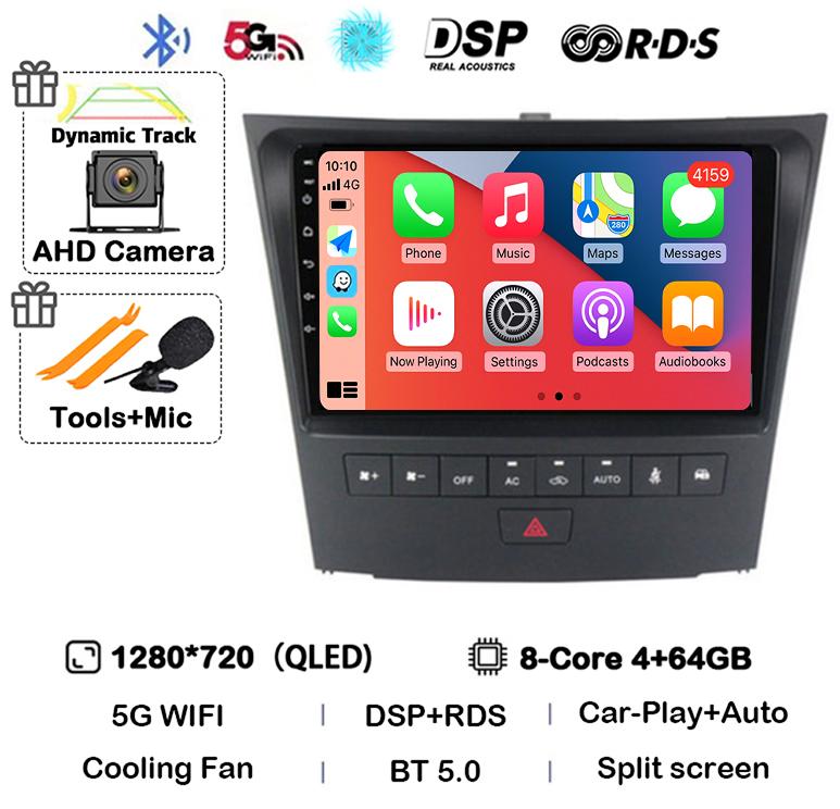Android 14 Carplay For Lexus GS300 S190 GS350 GS400 GS430 GS450h GS460 GS 300 III 3 350 2004-2011 Car Radio Multimedia Stereo 4G