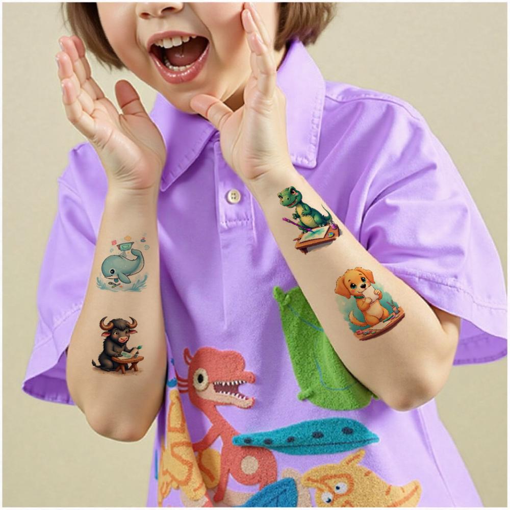 54pcs Cute Animals Temporary Tattoos Cartoon Animals Lion Dog Pig Fake Tattoo Sticker Waterproof Disposable Tattoo Stickers