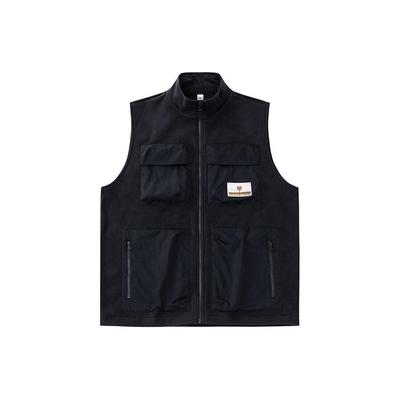 Basketball Series Solid Color Zip Stand Collar Sleeveless Vest Unisex Vests Black 172411701-2