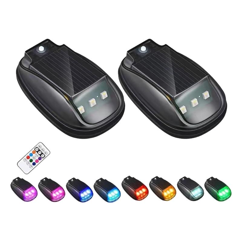 Solar LED Roof Top Strobe Light For Vehicle Emergency Warning No Wiring Needed Car Motorcycle Navigation Light