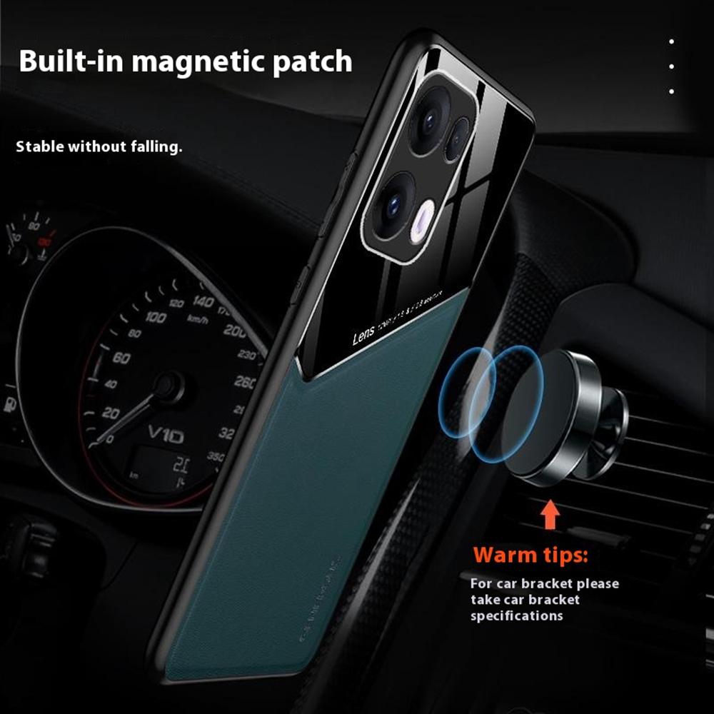 For Oppo Reno13 Pro 5G Case Leather Coated PC+TPU Phone Back Cover