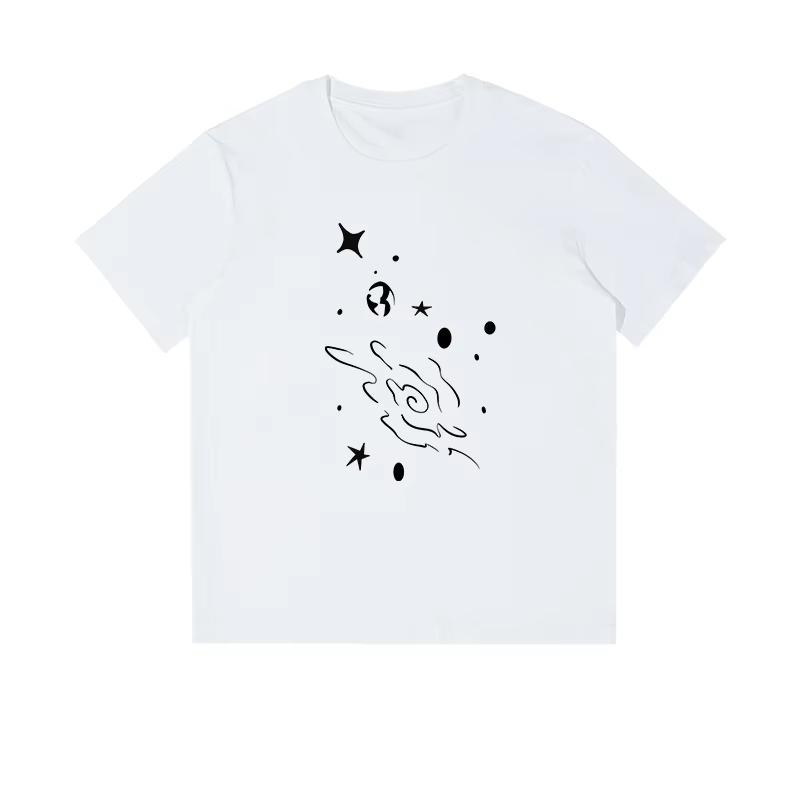 

Summer Trend American Printed T-Shirt Mens Crew Neck Galaxy Graffiti Short Sleeve Casual Womens T-Shirt Winter Innerwear 4XL
