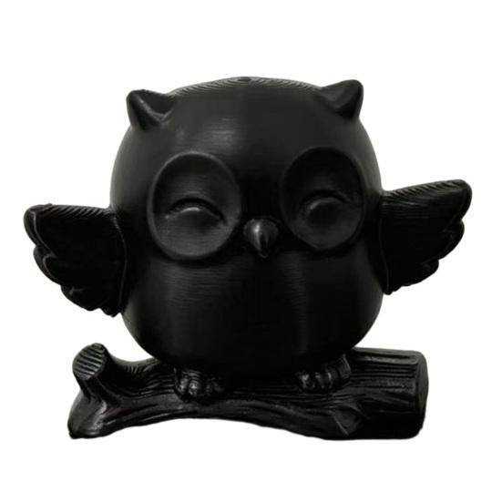 

3D Printed Owl Figurine Cute Owl on Tree Branch Statue Mini Forest Animal Ornament for Home Office Table Desk Mantle TV Stand Bookshelf Decor чорний